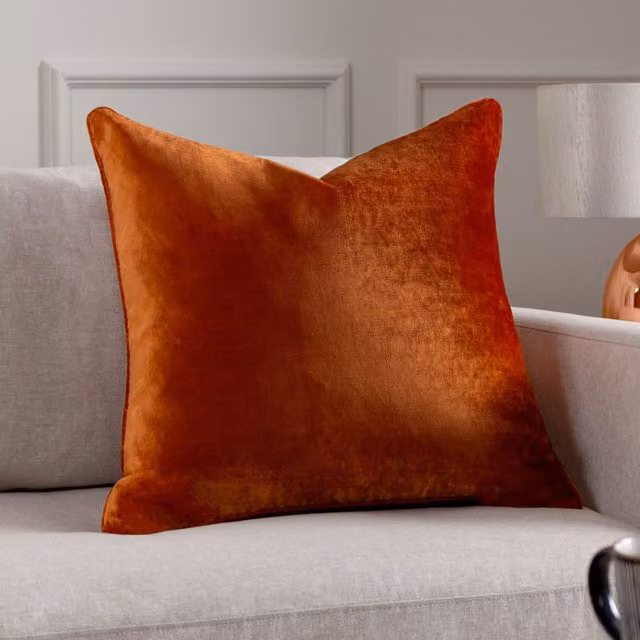 Paoletti Luxe Velvet Square Cushion in Orange, W/D/H: 55 x 55 x 55 cm – 3