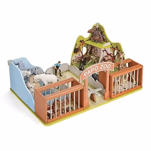 Papo Large Wooden Zoo Scenery Wild Life Collection Multicolour Toy for Kids Ages 3+