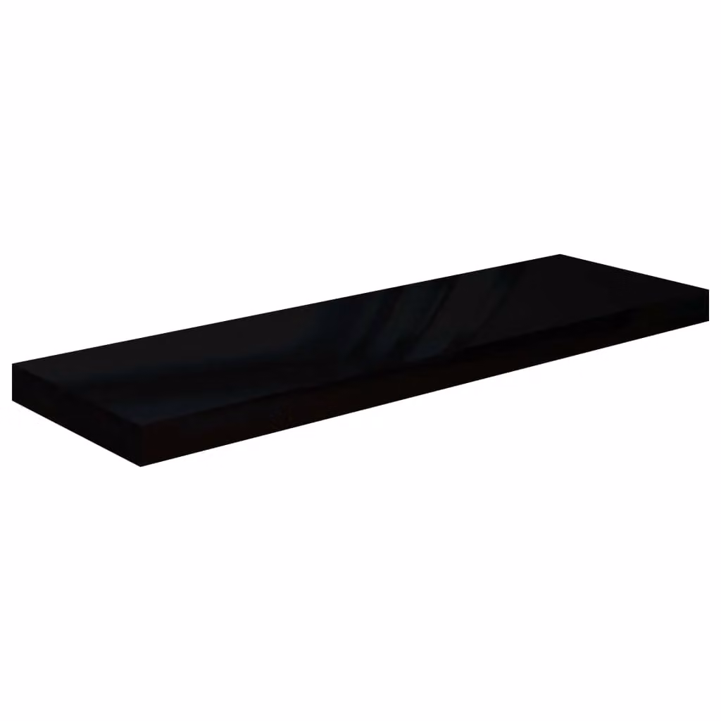 Berkfield Home Set of 2 High Gloss Black Floating Wall Shelves, W/D/H: 80 x 23.5 x 3.8 cm – 3