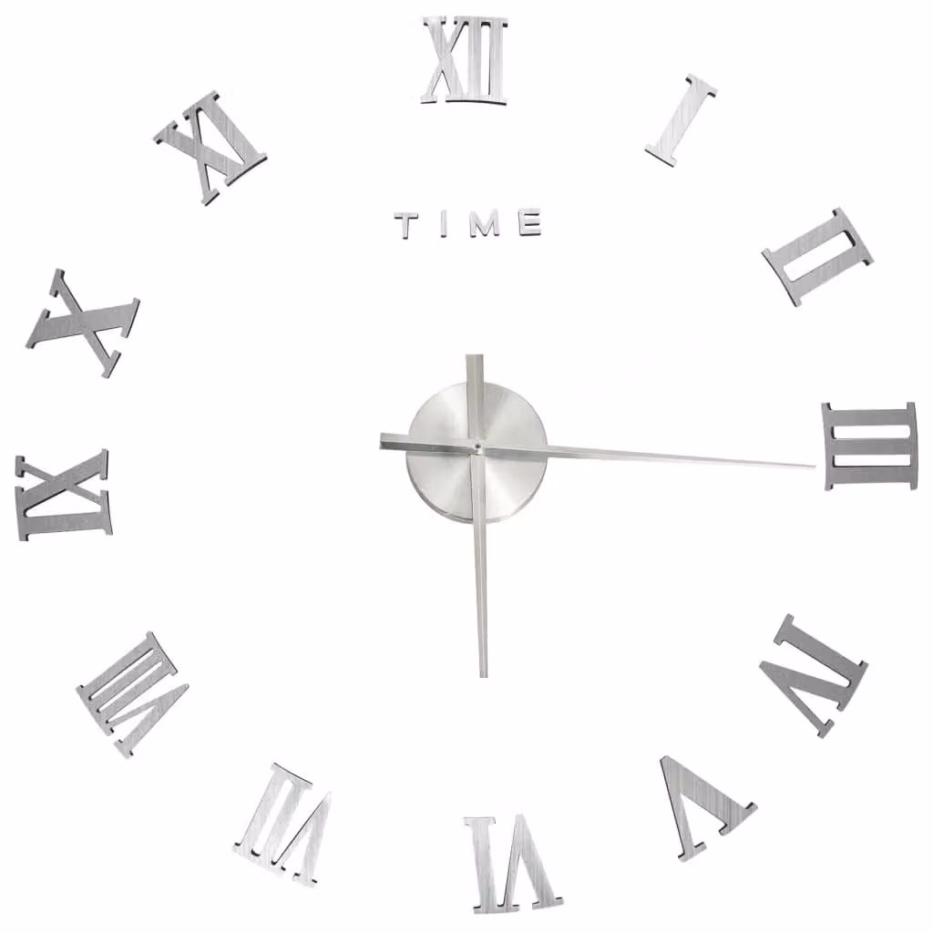 Berkfield Home Modern 3D Silver Metal Wall Clock, Diameter: 100 cm – 2
