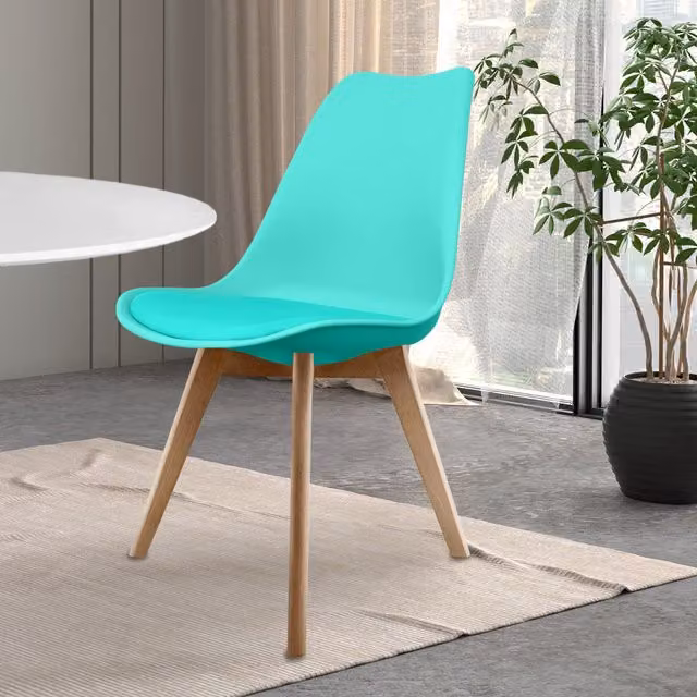Fusion Living Modern Dining Chair in Blue and Turquoise with Beech Wood Legs