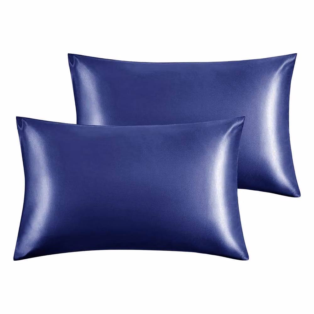 Intimates Blue Satin Faux Silk Pillowcase Pair, W: 50 cm, L: 75 cm – 2
