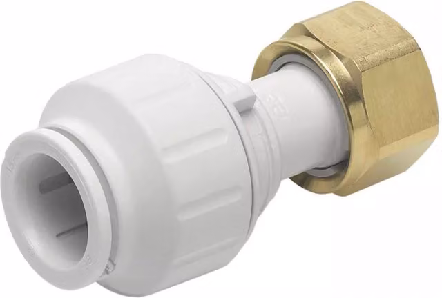 John Guest Straight Tap Connector, White, 15mm x 3/4 inch, Pack of 5