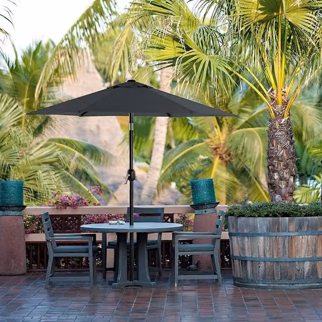 SONGMICS 30 Degree Tilt Garden Parasol Umbrella in Grey with UPF 50 Protection
