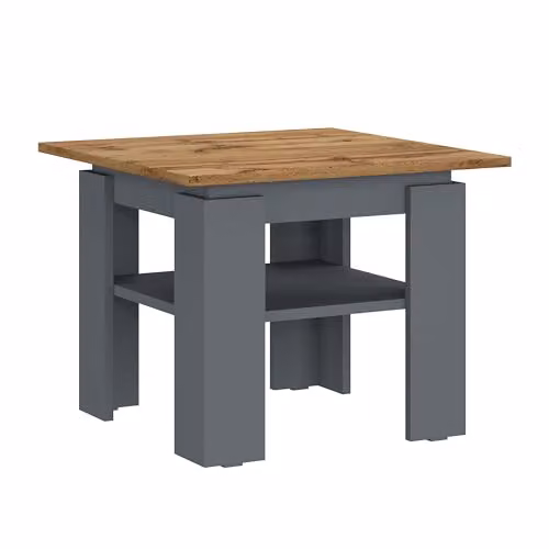 Shefa Line Element 550 Coffee Table in Oak and Graphite with Open Shelf, W/D/H: 55 x 55 x 43 cm
