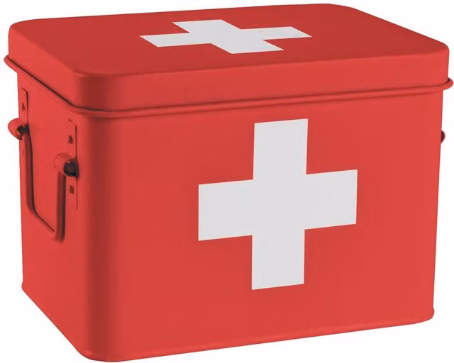 Harbour Housewares Vintage Metal First Aid Box in Red and White with Handles – 4