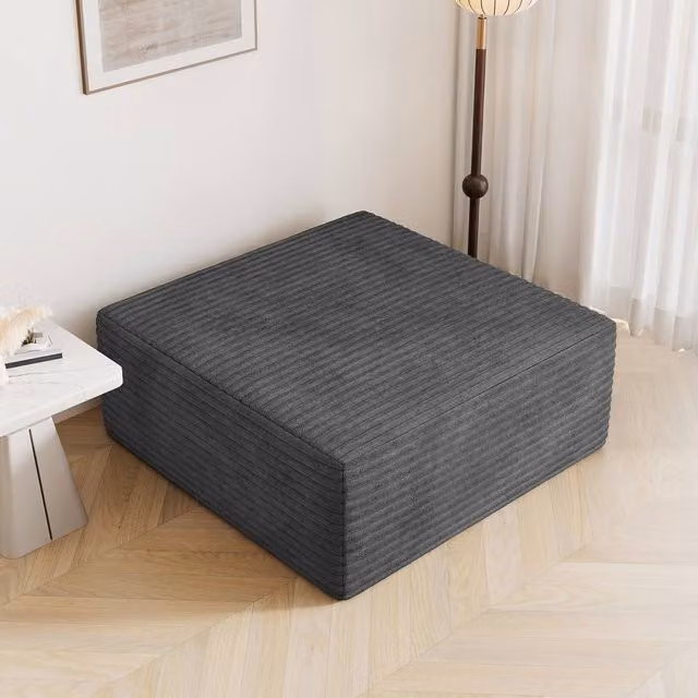 Dprodo Corduroy Modular Sofa Footstool in Grey – 1