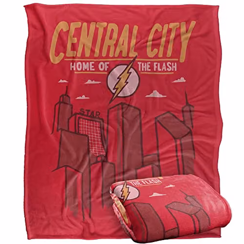 Warner Brothers The Flash Silky Touch Super Soft Fleece Throw Blanket, White and Multicolour, W/D/H: 152 x 127 cm