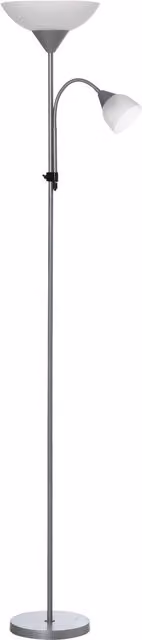 HOMCOM Modern Floor Reading Lamp with 2 Adjustable Heads and Silver Metal Base, Height: 179.5 cm – 1