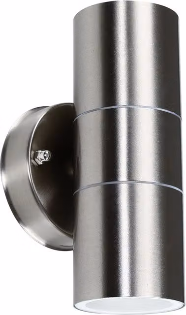 ValueLights Modern IP44 Rated Stainless Steel Up and Down Outdoor Garden Wall Light in Silver and Chrome