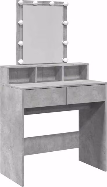Berkfield Home Modern Dressing Table with Hollywood LED in Concrete Grey, W: 80 cm, D: 41 cm, H: 144.5 cm – 1