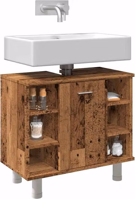 Berkfield Home Wall Mounted Bathroom Cabinet in Old Wood Brown, W/D/H: 60 x 32 x 53.5 cm – 1
