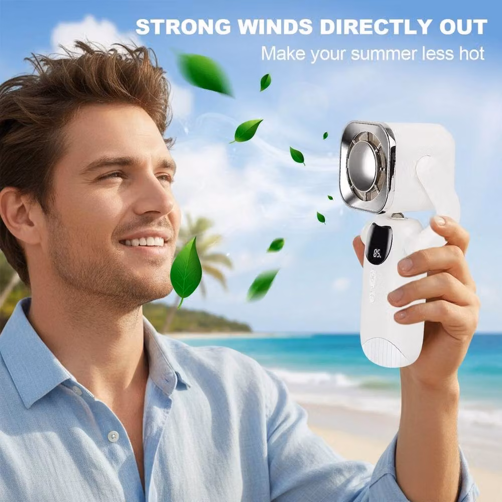 NESTLUNE White Portable Handheld Fan, USB Rechargeable – 4