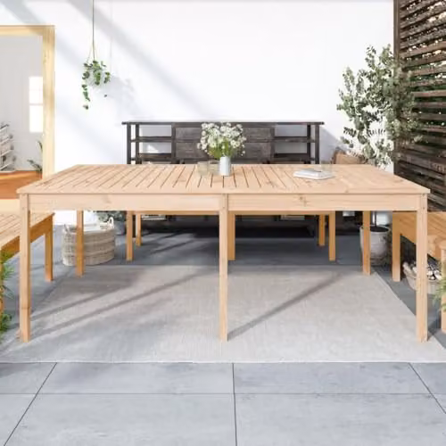 vidaXL Extendable Rectangular Garden Table in Natural Brown Solid Pine, W: 203.5 cm, D: 100 cm, H: 76 cm – 2