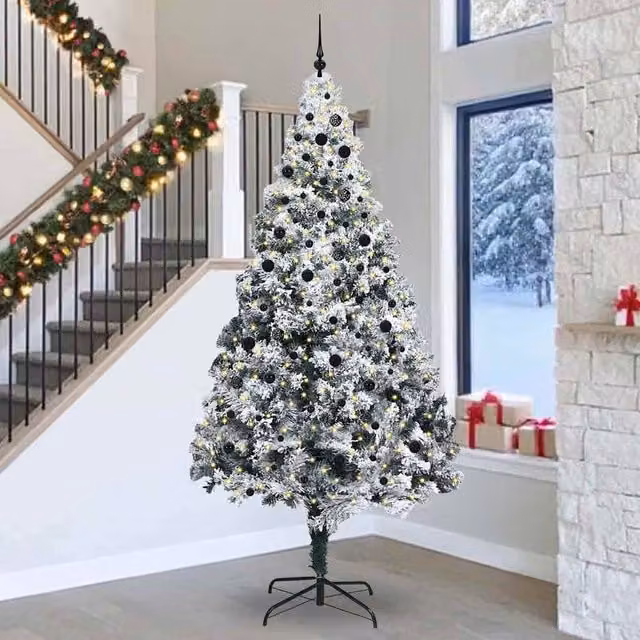 Berkfield Home White PVC Christmas Tree with 300 LEDs and Stand, Height: 300 cm – 1