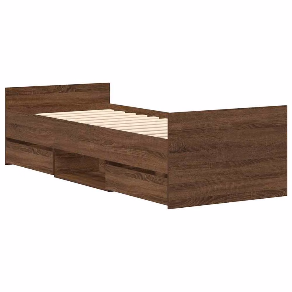 Berkfield Home Modern Bed Frame with Headboard and Footboard in Brown Oak, W/D/H: 100 x 200 cm – 2
