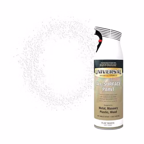 Rust-Oleum Universal Spray Paint Aerosol, Matt White, 400ml