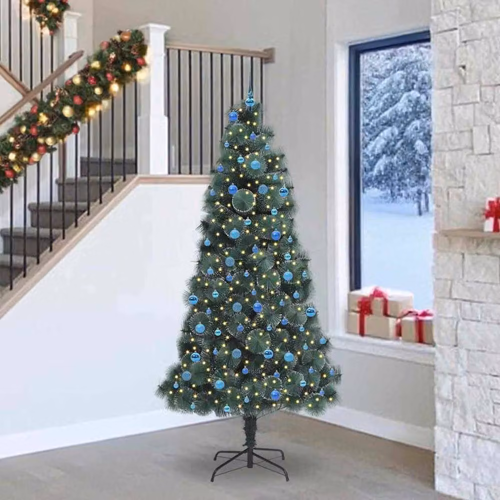 Berkfield Home Elegant Artificial Pre-lit Christmas Tree with Ball Set, Green, Height: 240 cm – 2