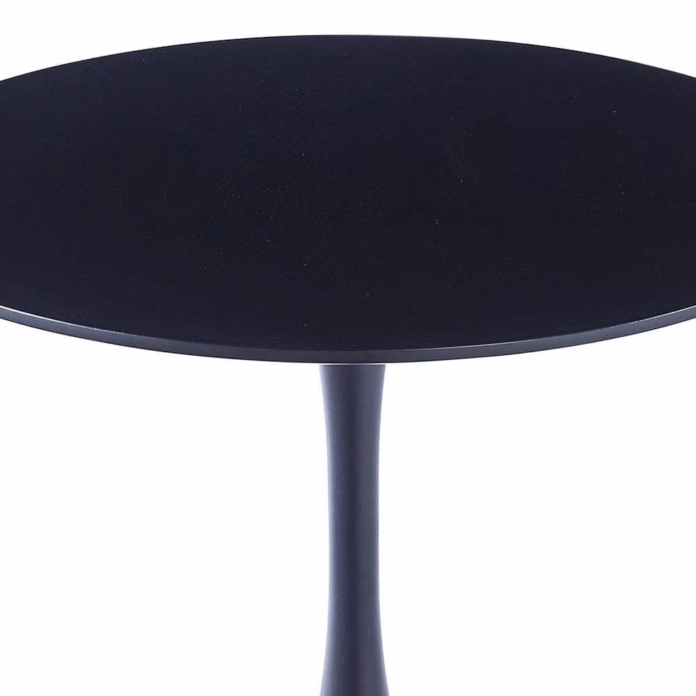 Garden Sanctuary Modern Round Wooden Table with Matt Black Metallic Base – 5