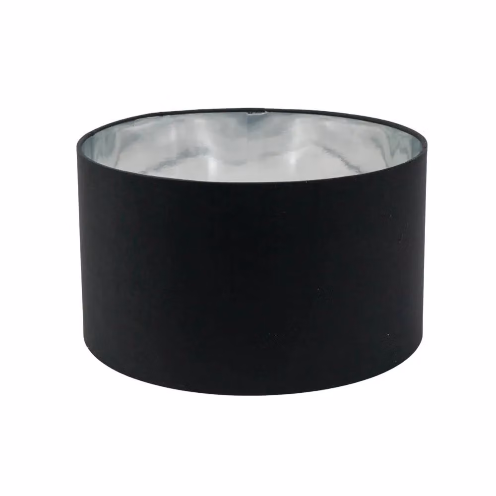 ValueLights Reni Large Cylinder Pendant Shade in Black with Chrome Inner, Width: 45 cm – 6