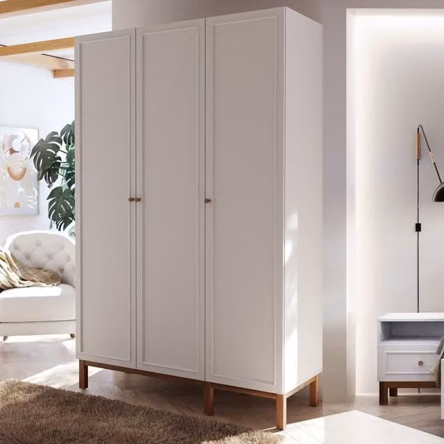Furniture To Go Wensley Modern Wardrobe in Grey and White with Soft Close Hinged Doors