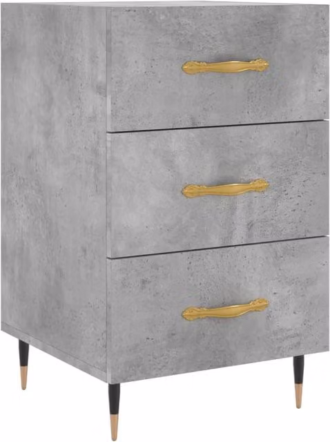 Berkfield Home Modern Bedside Cabinet in Concrete Grey, W/D/H: 40 x 40 x 66 cm