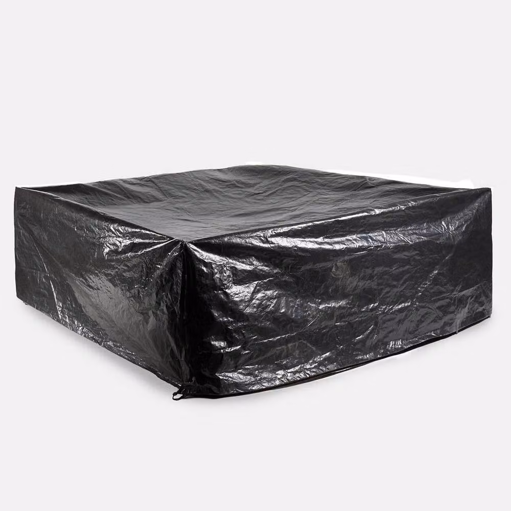 OHS Heavy Duty Black Plastic Garden Furniture Set Cover with Drawstring – 2