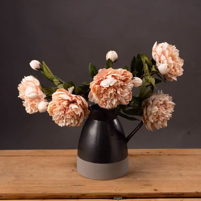 Love Lace Artificial Peach Peony and Rose Floral Arrangement in Orange and Pink