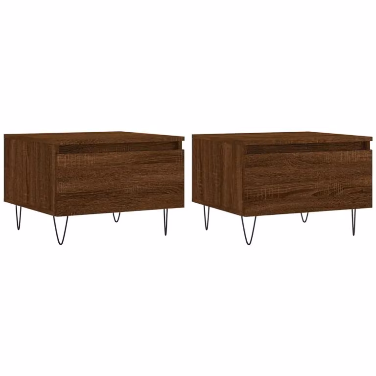 Berkfield Home Set of 2 Modern Brown Oak Coffee Tables, W/D/H: 50 x 46 x 35 cm
