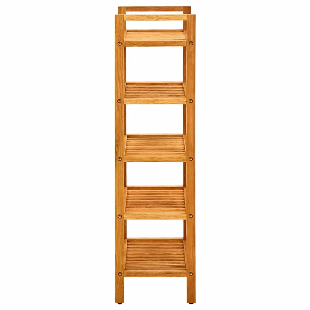 Berkfield Home 5-Shelf Solid Oak Wood Shoe Rack in Brown, W/D/H: 50 x 27 x 100 cm – 2
