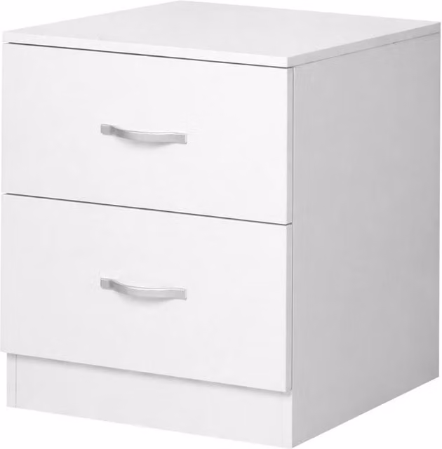 Levede White Modern Bedside Table with 2 Drawers and Metal Handles – 1