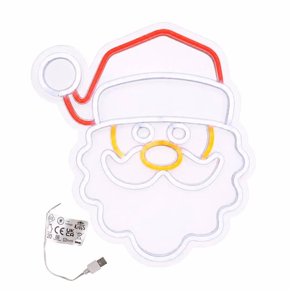 Samuel Alexander Multicolour Santa Neon-Style LED Light Up Christmas Decoration with USB Power Cable, Height: 35 cm – 3