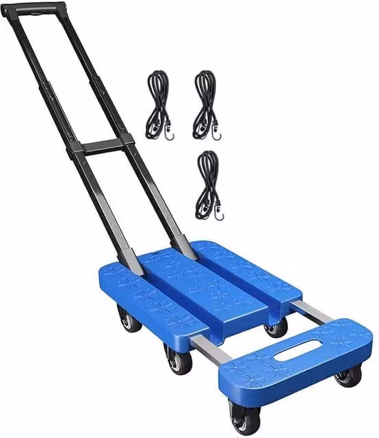 SPETLEK Heavy Duty Folding Hand Truck Dolly Cart in Blue Steel and ABS – 1