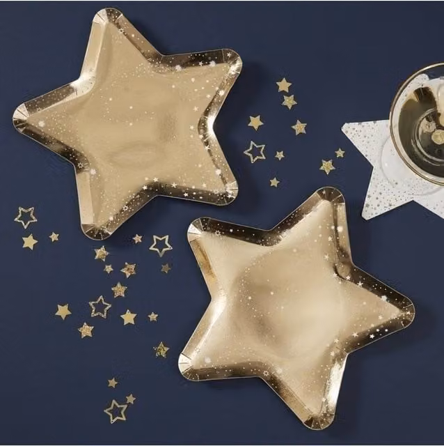 KDMD Gold Star Shaped Paper Side Plates – 1