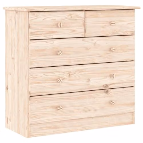 vidaXL ALTA Chest of Drawers in Natural Solid Pine Wood, W: 77 cm, D: 35 cm, H: 73 cm