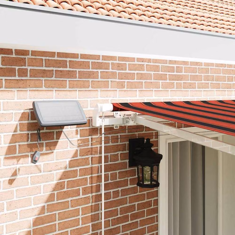 Berkfield Home Manual Retractable Wall-Mounted Awning with LED, Orange and Brown Striped, W: 400 cm, D: 300 cm – 4