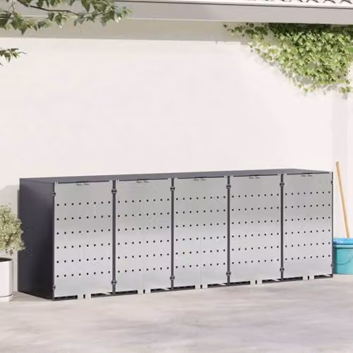 vidaXL Wheelie Bin Storage for 5 Bins in Anthracite Steel – 2