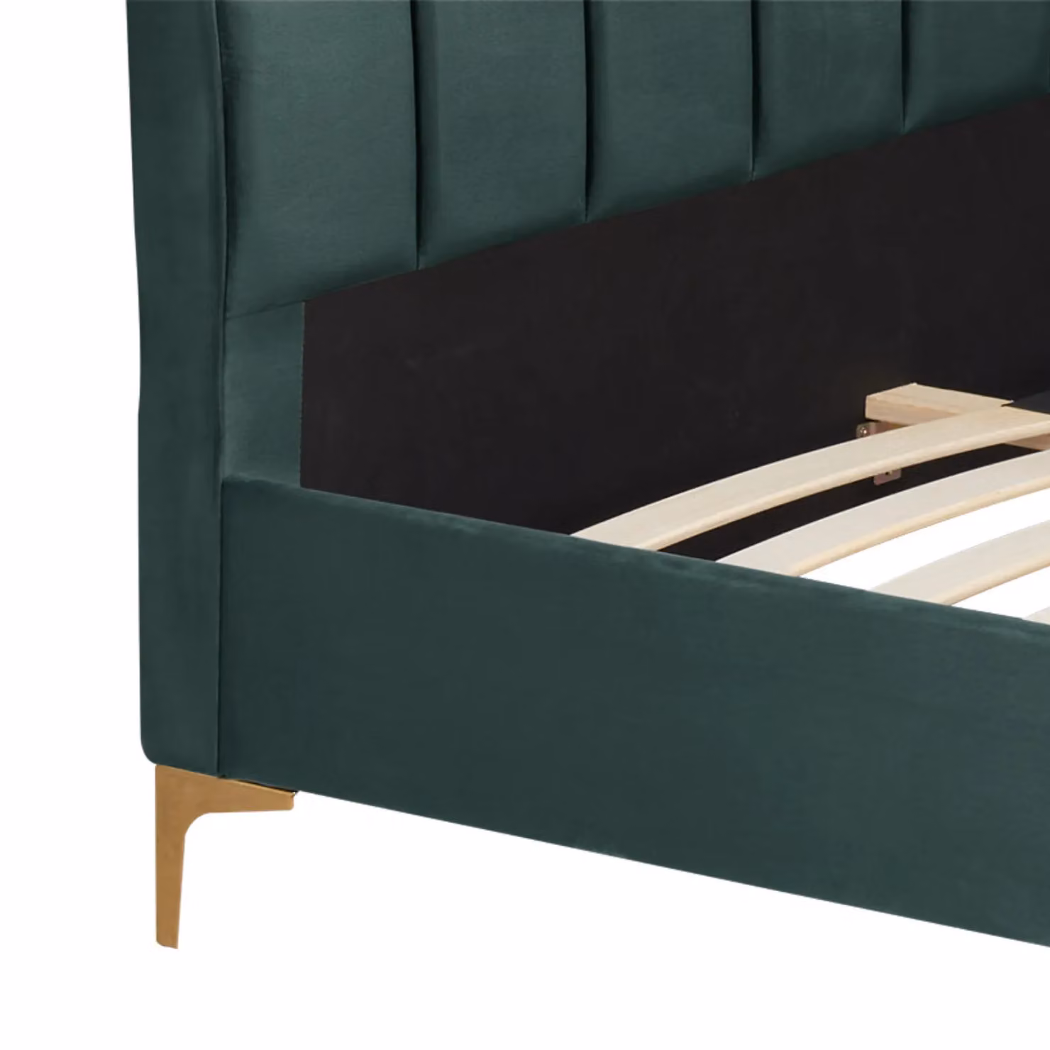 Birlea Clover Upholstered Velvet Bed Frame in Green with Gold Details and Lift Up Base W/D/H: 208 x 140 x 116 cm – 8
