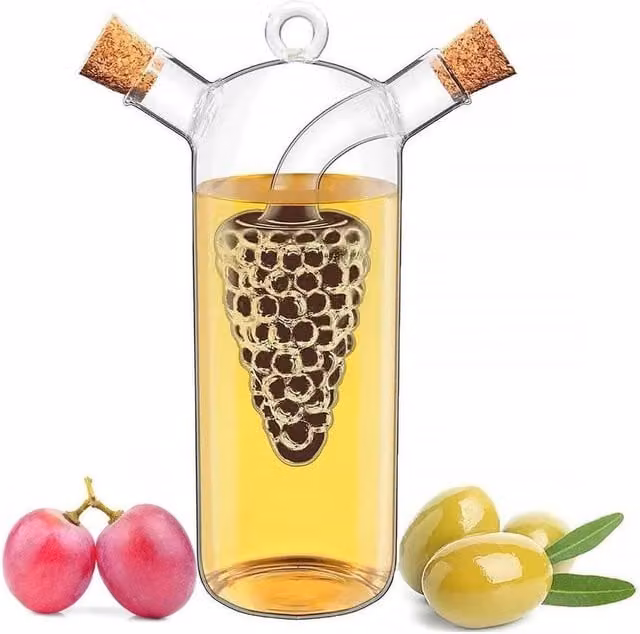 SPETLEK 2 in 1 Glass Oil and Vinegar Dispenser in Clear