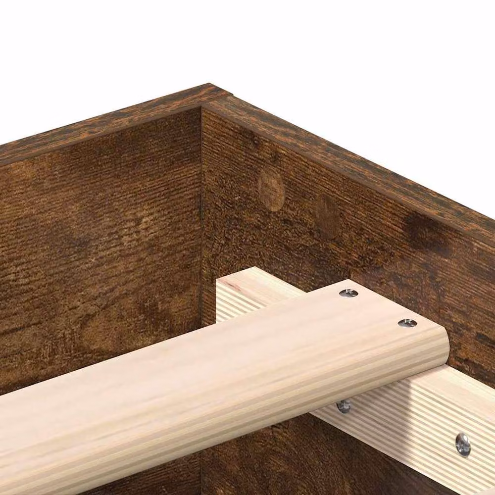 Berkfield Home Durable Smoked Oak Bed Frame in Brown, W/D/H: 140 x 190 cm – 3