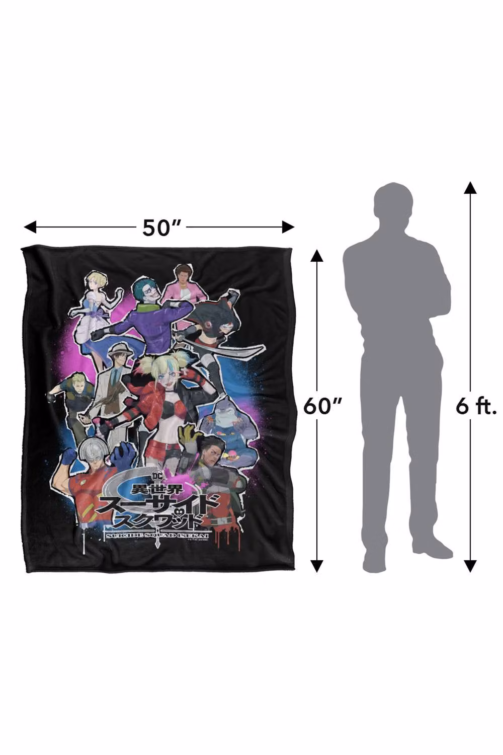 Warner Bros. Suicide Squad Isekai Poster Super Soft Fluffy Polyester Throw Blanket in Multicolour, Large – 3
