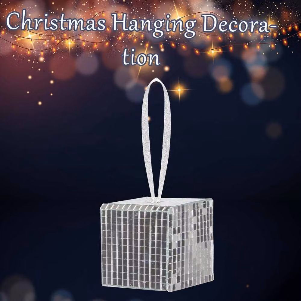 VFM e-Store Silver Geometric Gift Box Hanging Christmas Decoration, W/D/H: 6 x 6 x 6 cm – 2