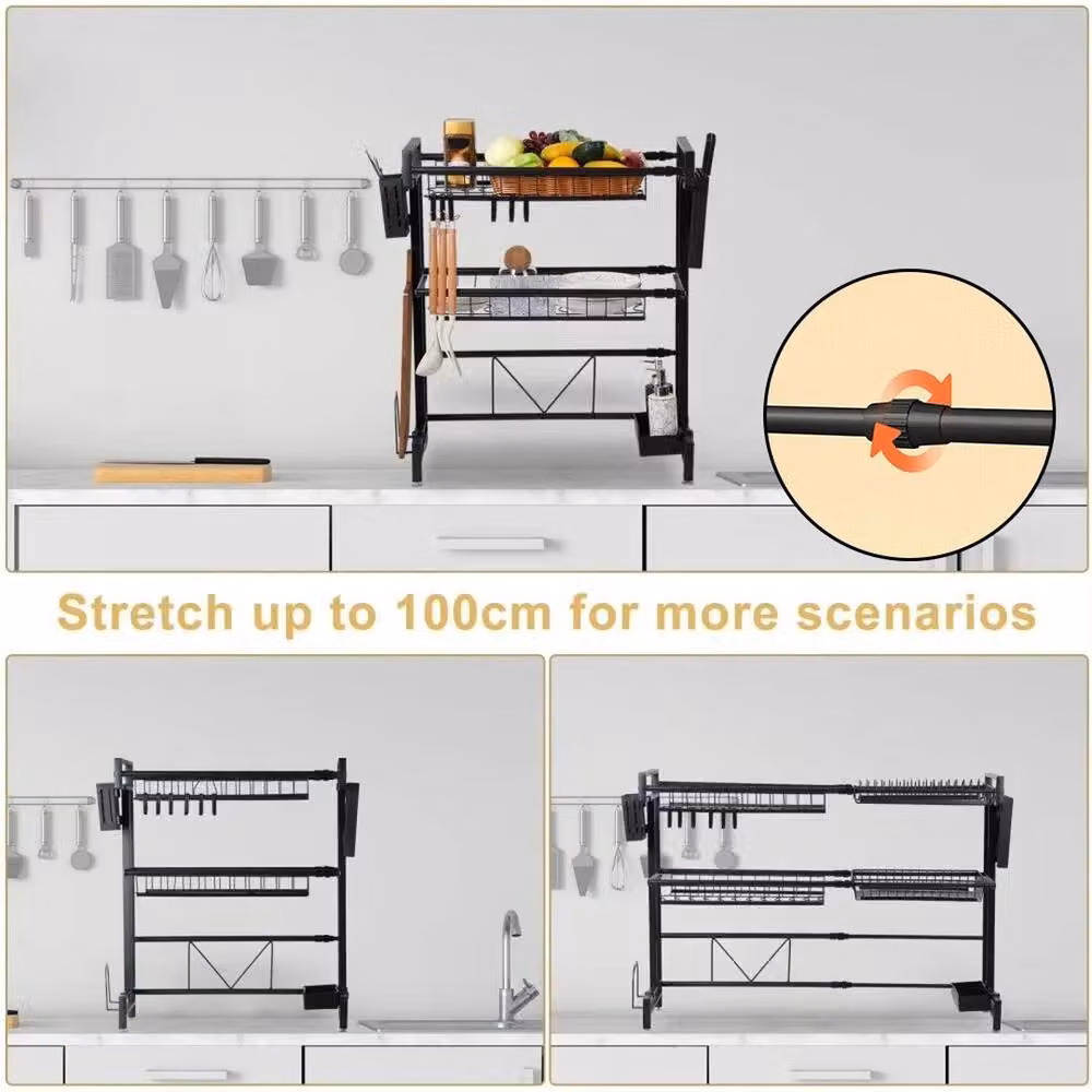 SPETLEK 2 Tier Expandable Over The Sink Dish Drying Rack in Black – 4