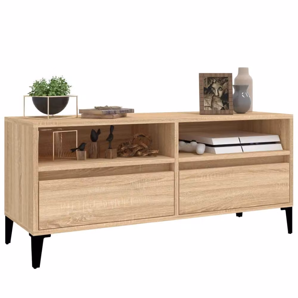 Berkfield Home Sonoma Oak TV Cabinet in Light Brown, W: 100 cm, D: 44.5 cm, H: 44.5 cm – 3