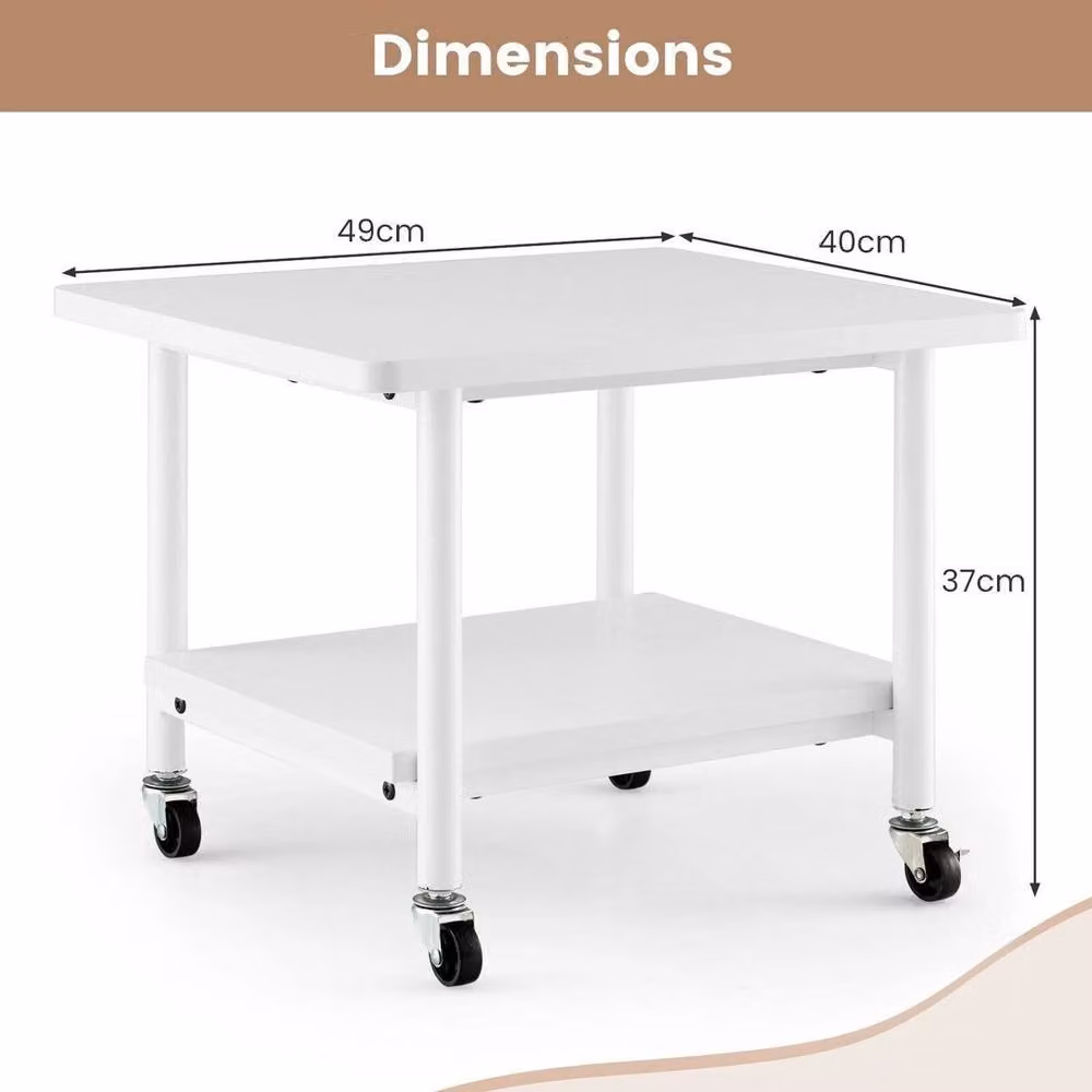 KORVIXA Under Desk Printer Table with Castors, White, W: 100 cm, D: 37 cm – 2
