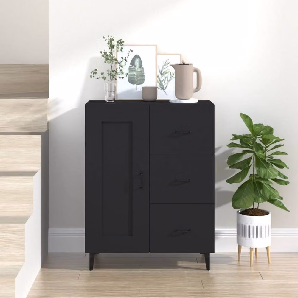 Berkfield Home Black Sideboard, W: 69.5 cm, D: 34 cm, H: 90 cm – 2
