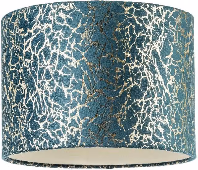 Happy Homewares Modern Emerald Green and Gold Fabric Drum Lamp Shade, Cylinder Shape, W/D/H: 25 x 25 x 18 cm – 3