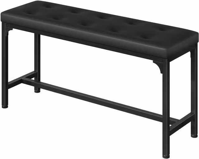 FLAVORA Industrial Indoor Dining Bench in Black with Synthetic Leather and Metal Frame, W/D/H: 100 x 30 x 48 cm – 1
