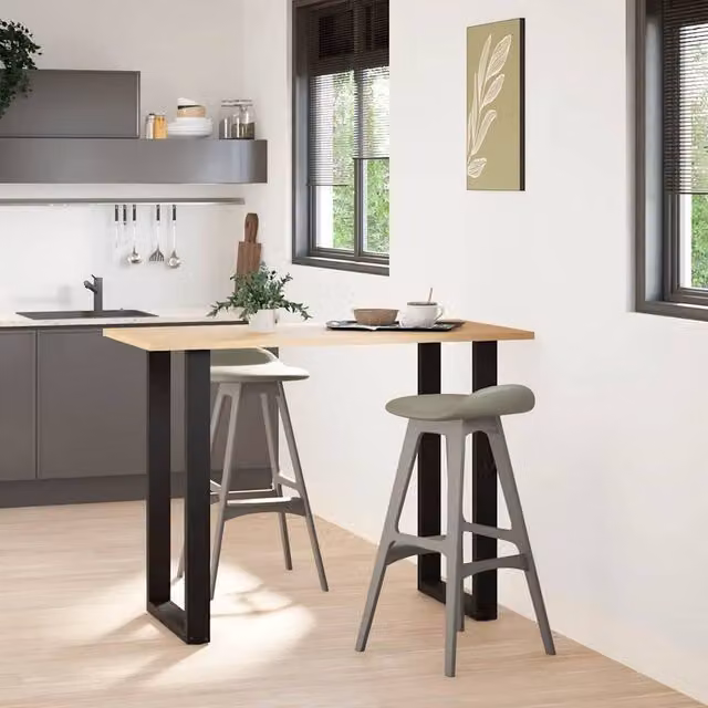 Berkfield Home U-Shaped Coffee Table Legs, 2 Pieces, Black Steel, H: 60 cm, W: 100-101 cm