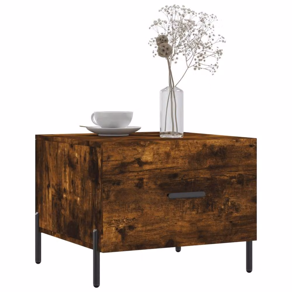 Berkfield Home Set of 2 Smoked Oak Coffee Tables in Brown, W/D/H: 50 x 50 x 40 cm – 3